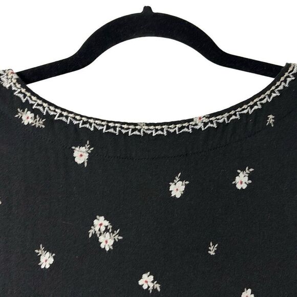 J. Jill black scattered daisy print with embroidery sleeveless maxi dress 2X - Picture 8 of 12